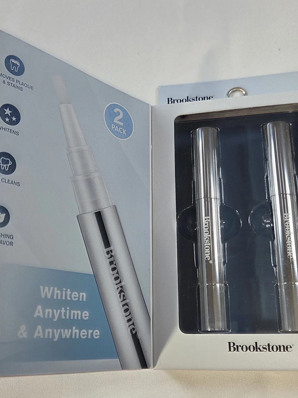 Brookstone 2 Pack Teeth Whitening Pens Mint Flavor On-the-Go Whitener 4mL Each